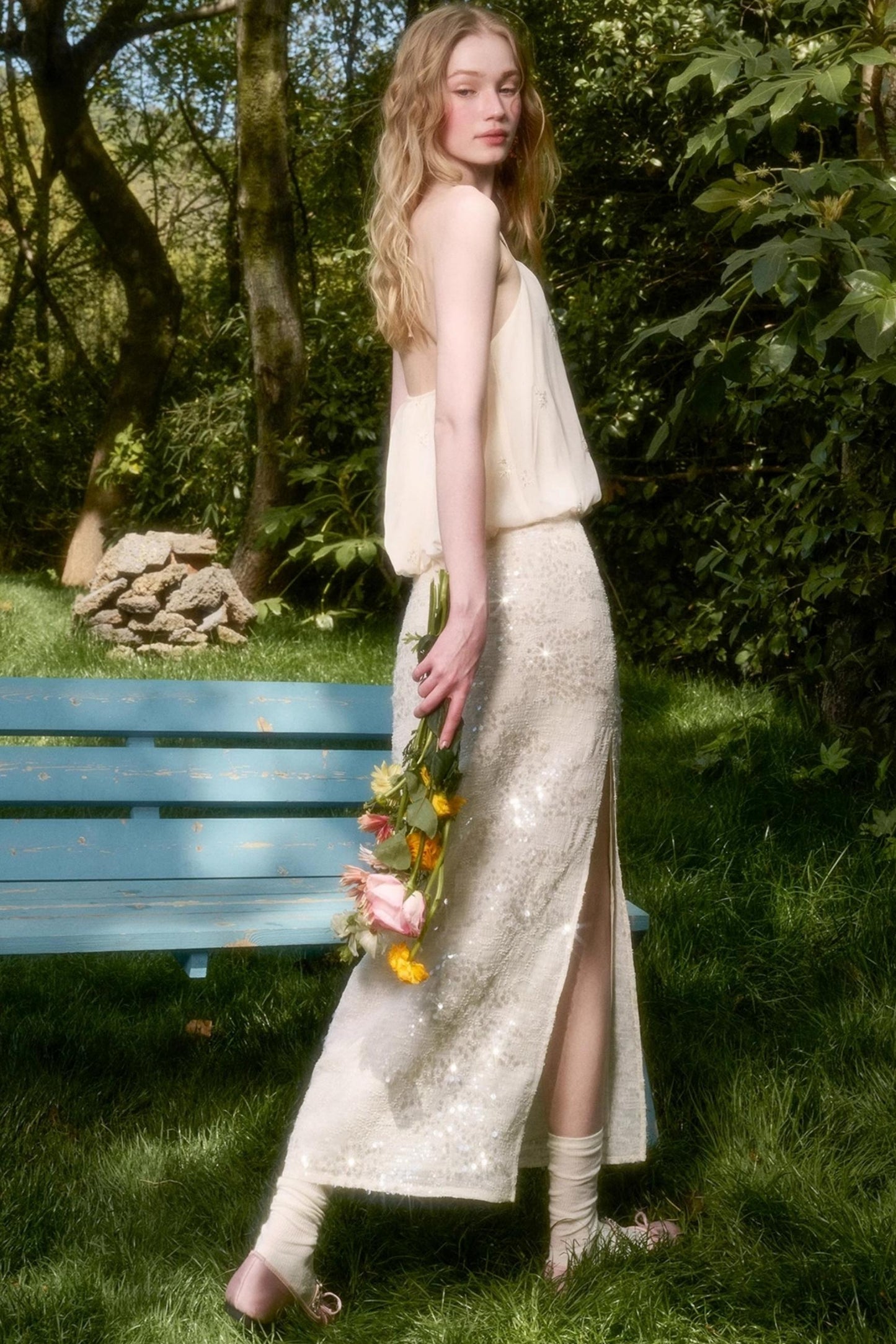 Celestial Slouchy Suit With Knit Skirt Set-Up