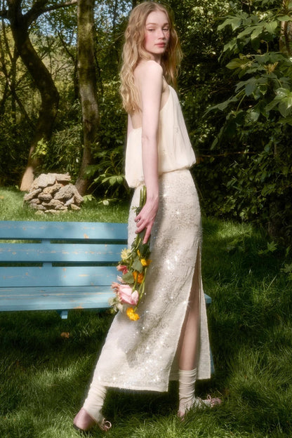 Celestial Slouchy Suit With Knit Skirt Set-Up