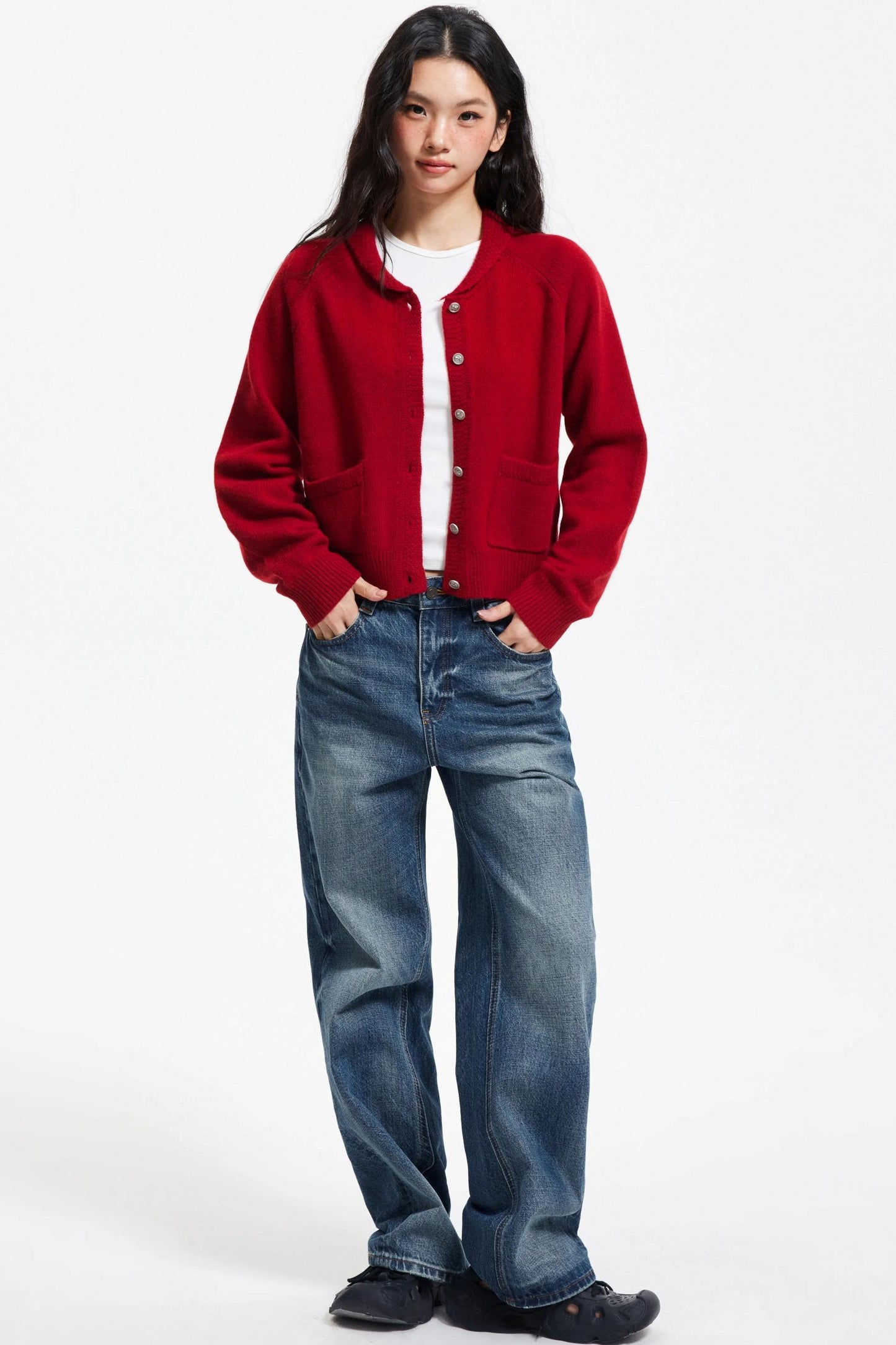 Pure Wool Raglan Cardigan