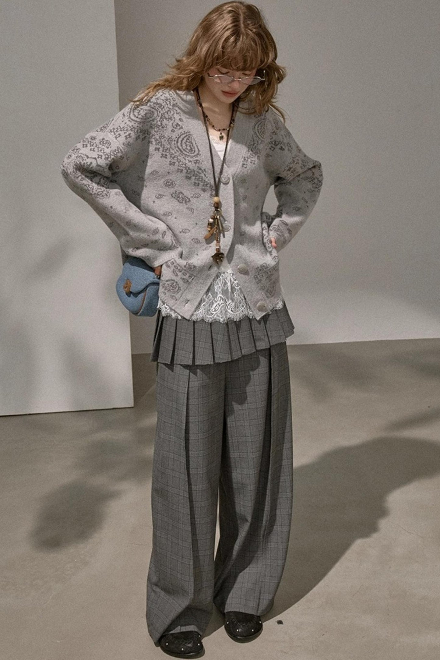 Cashew Flower V-Neck Premium Knit Cardigan