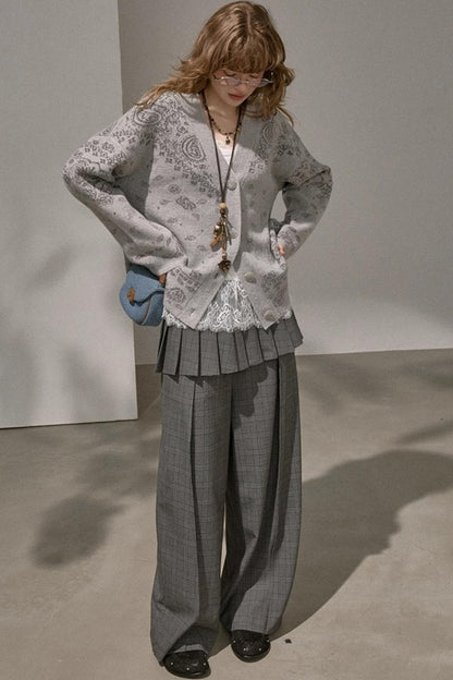 Cashew Flower V-Neck Premium Knit Cardigan