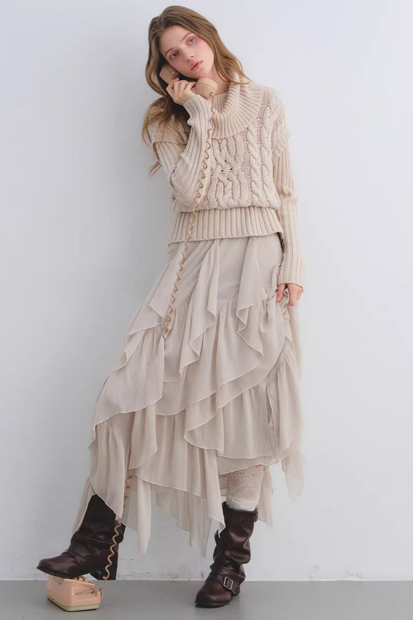 Wool Blend Cable Knit Sweater