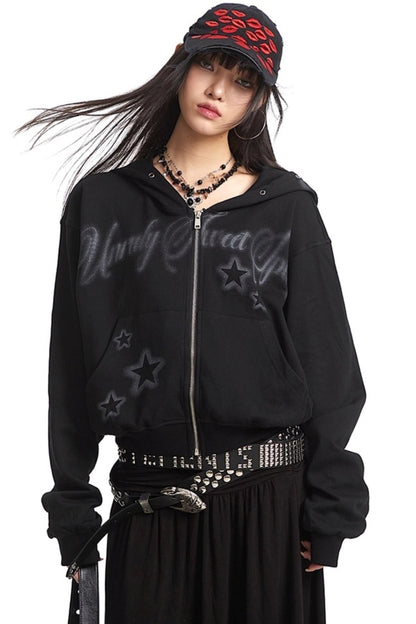 Lazy Zipper Hooded Jacket