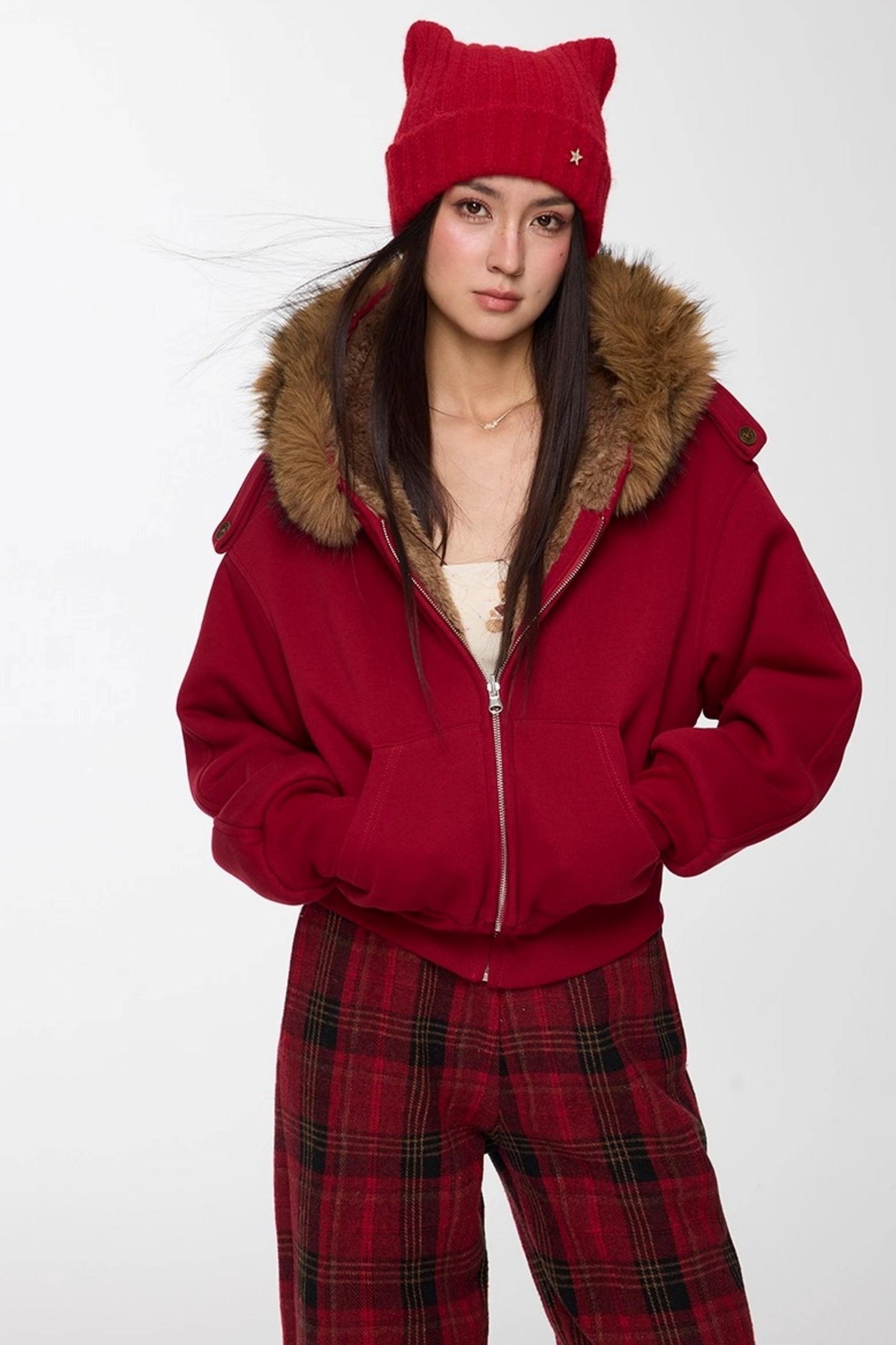 Red Winter Casual Pants