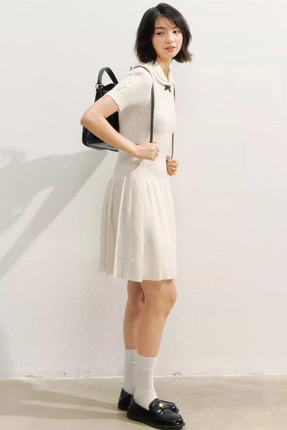 Slim Knit Pleated Dress
