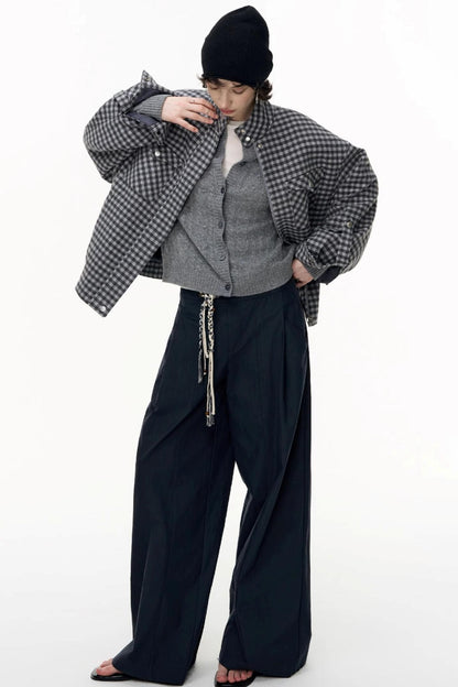 Gray Wool Knitted Cardigan