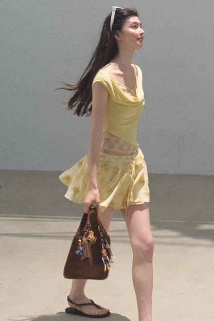 Embroidered Puffy A-Line Skirt