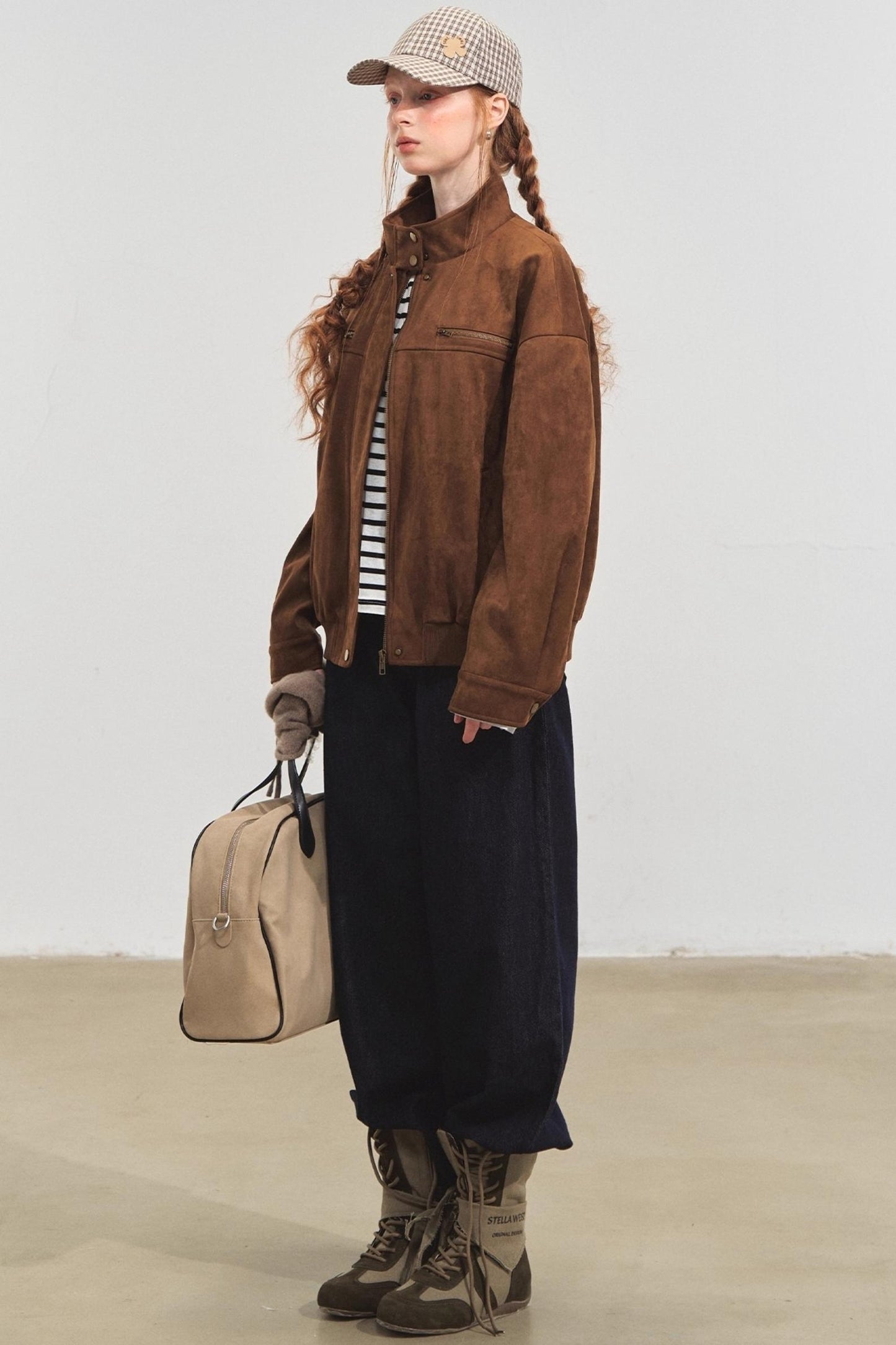 Lapel Suede Silhouette Jacket