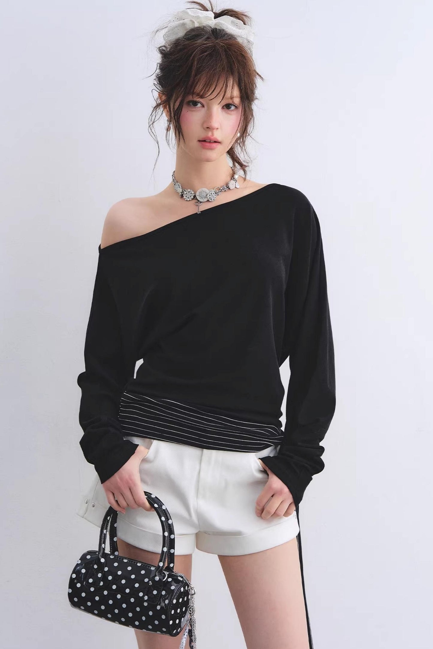 Asymmetrical Striped Tie Top