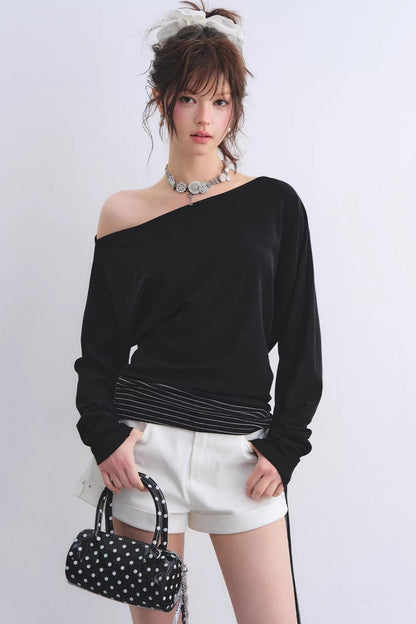 Asymmetrical Striped Tie Top