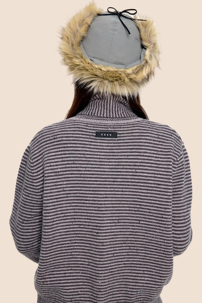 Lazy Striped Knit Cardigan Sweater