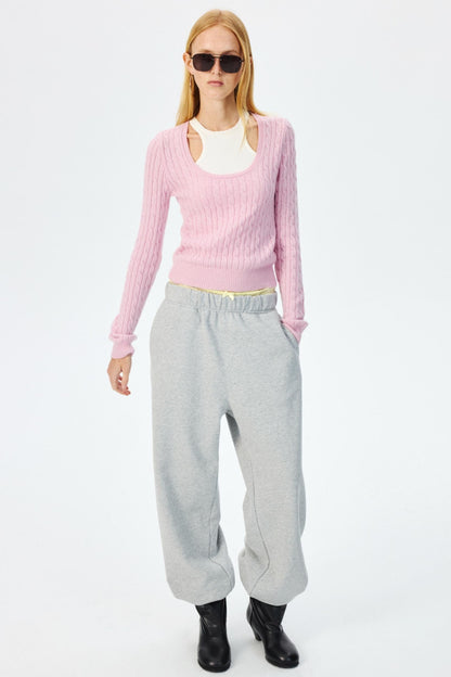 Wool Cropped Slim Fit Top