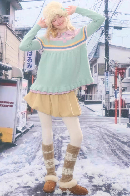 Retro Lace Collar Sweater