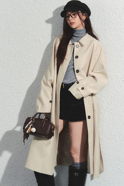 Chic Solid Color Trench Coat