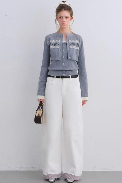 Gray Wool Cardigan Set