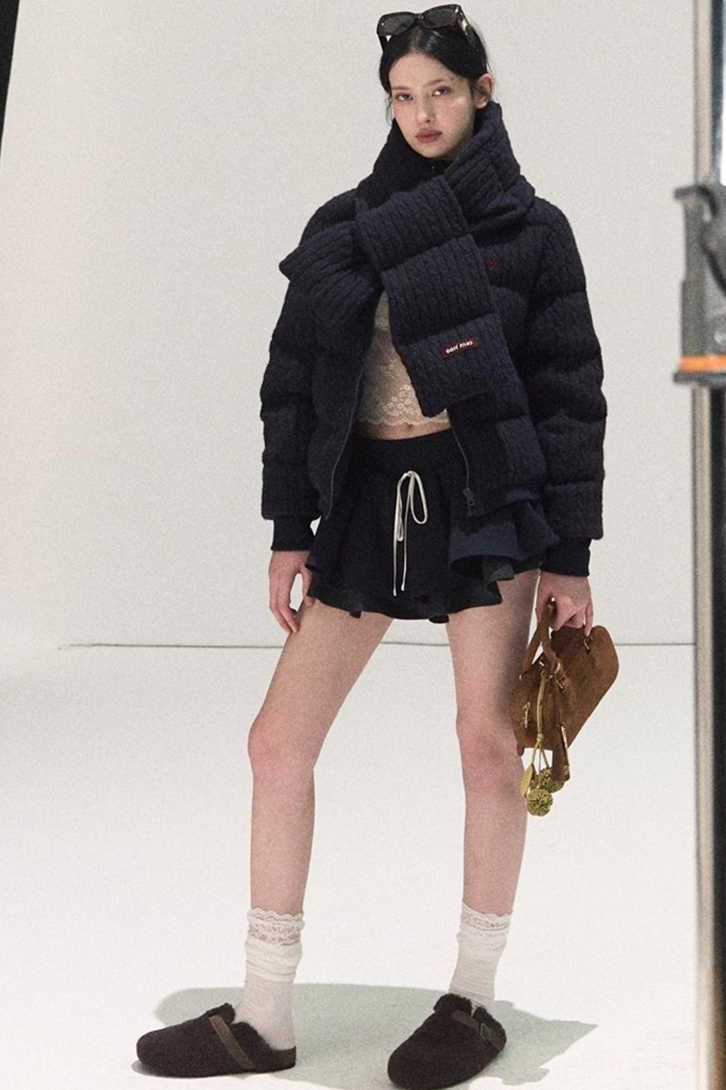 Plaid Color-Blocked A-Line Skirt