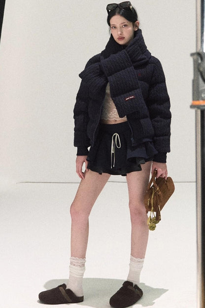 Plaid Color-Blocked A-Line Skirt