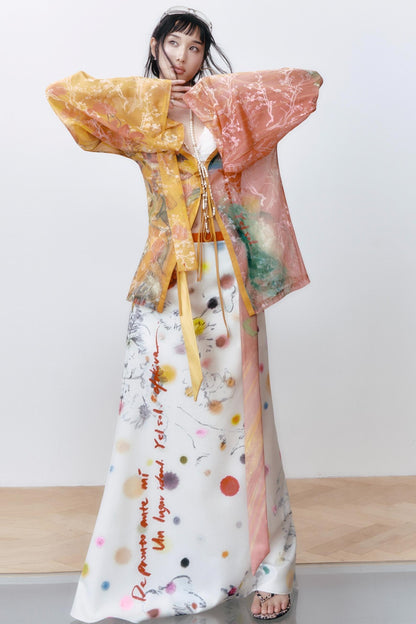 White Polka Dot A-line Skirt