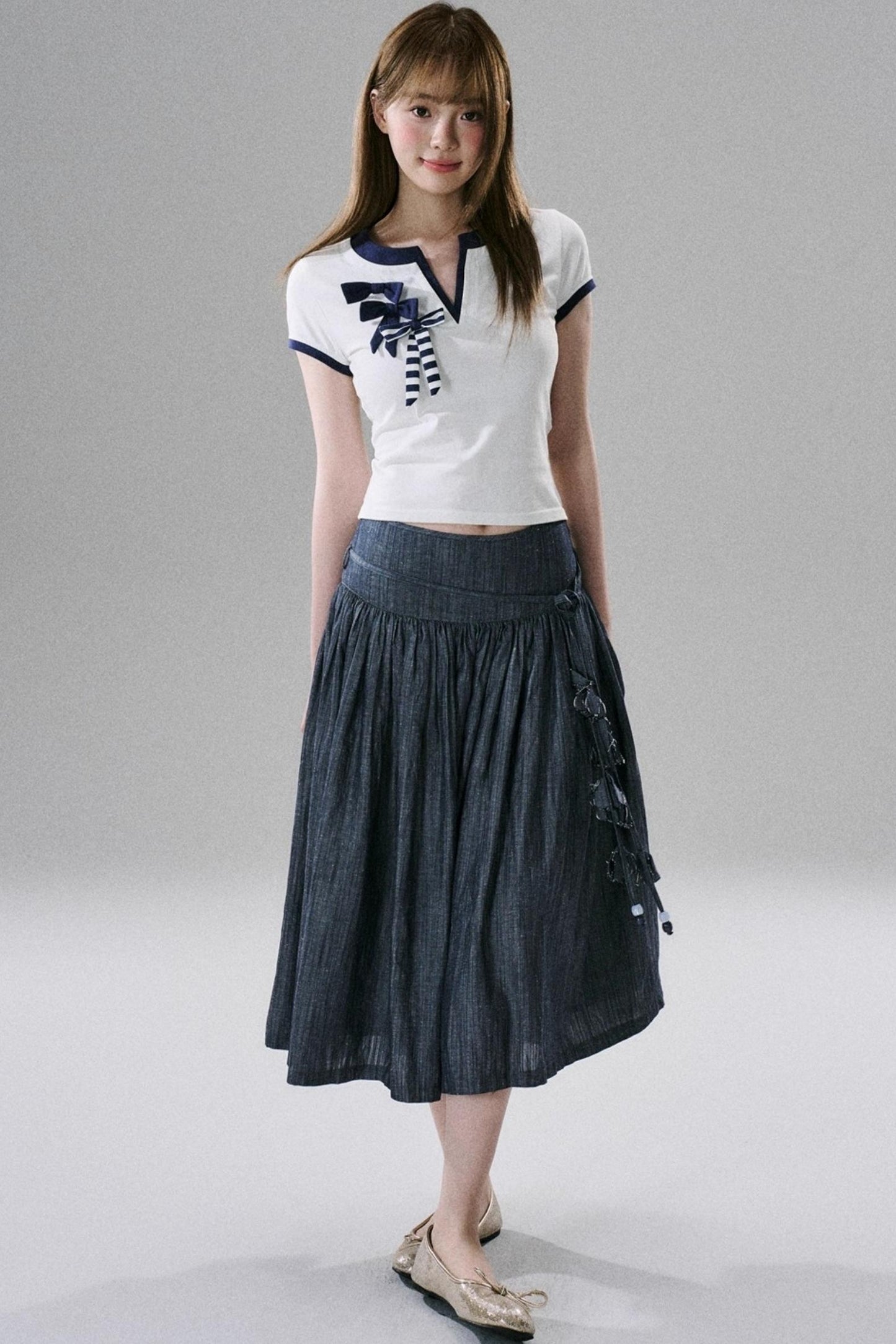 Soft Floral Belted Summer Skirt