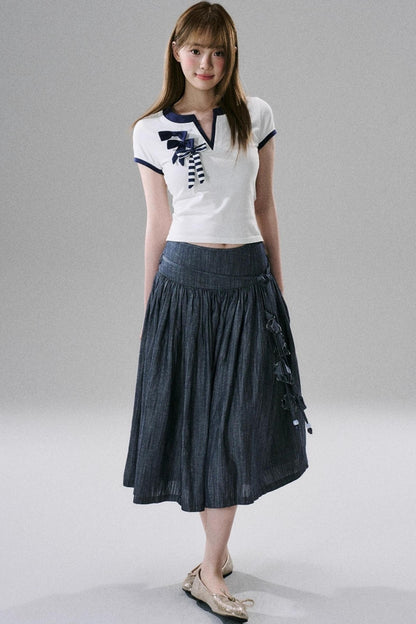 Soft Floral Belted Summer Skirt