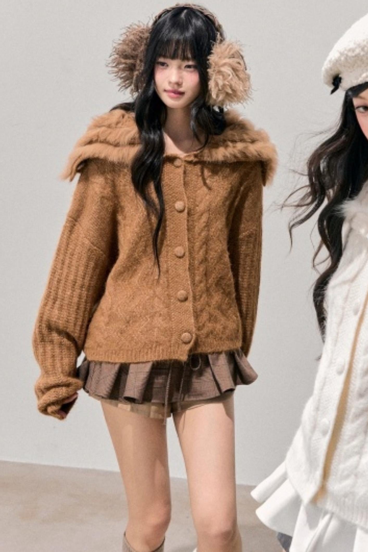 Fox Fur Knit Cardigan