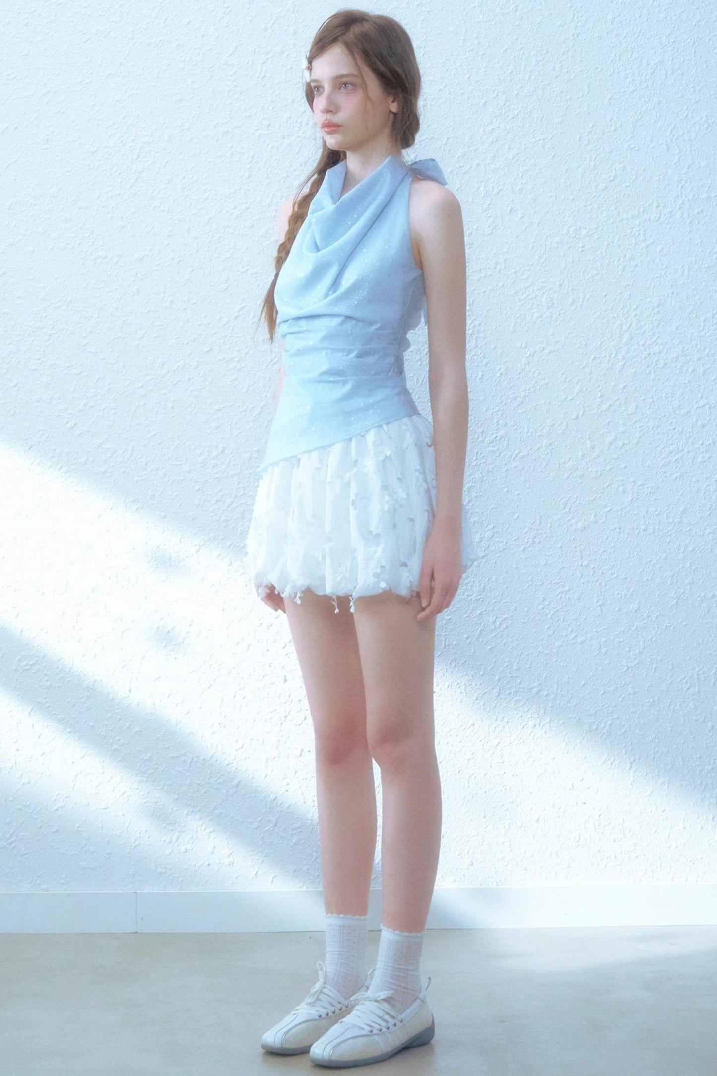 Beige Blue Swing Top