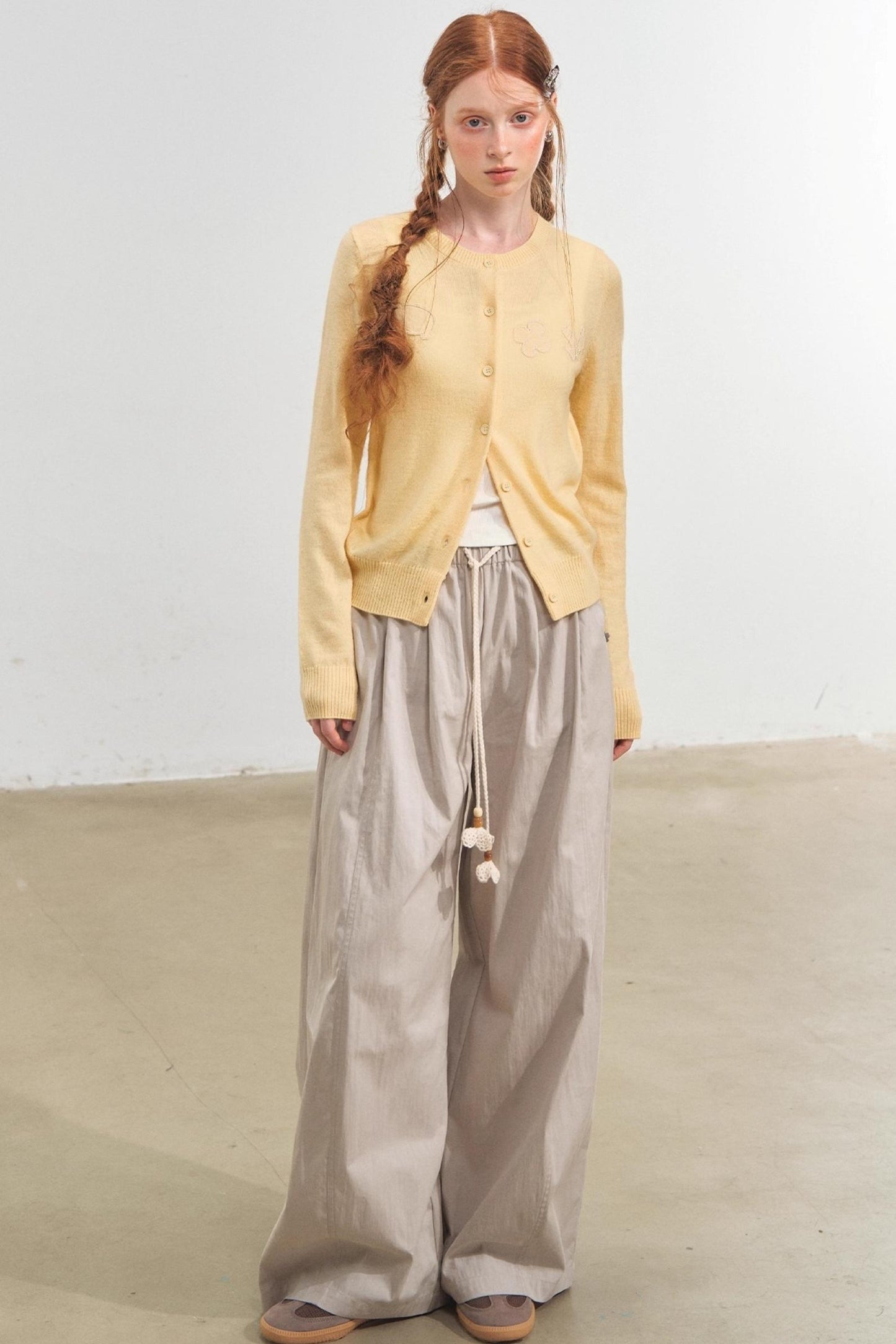 Wide-Leg Scimitar Pants