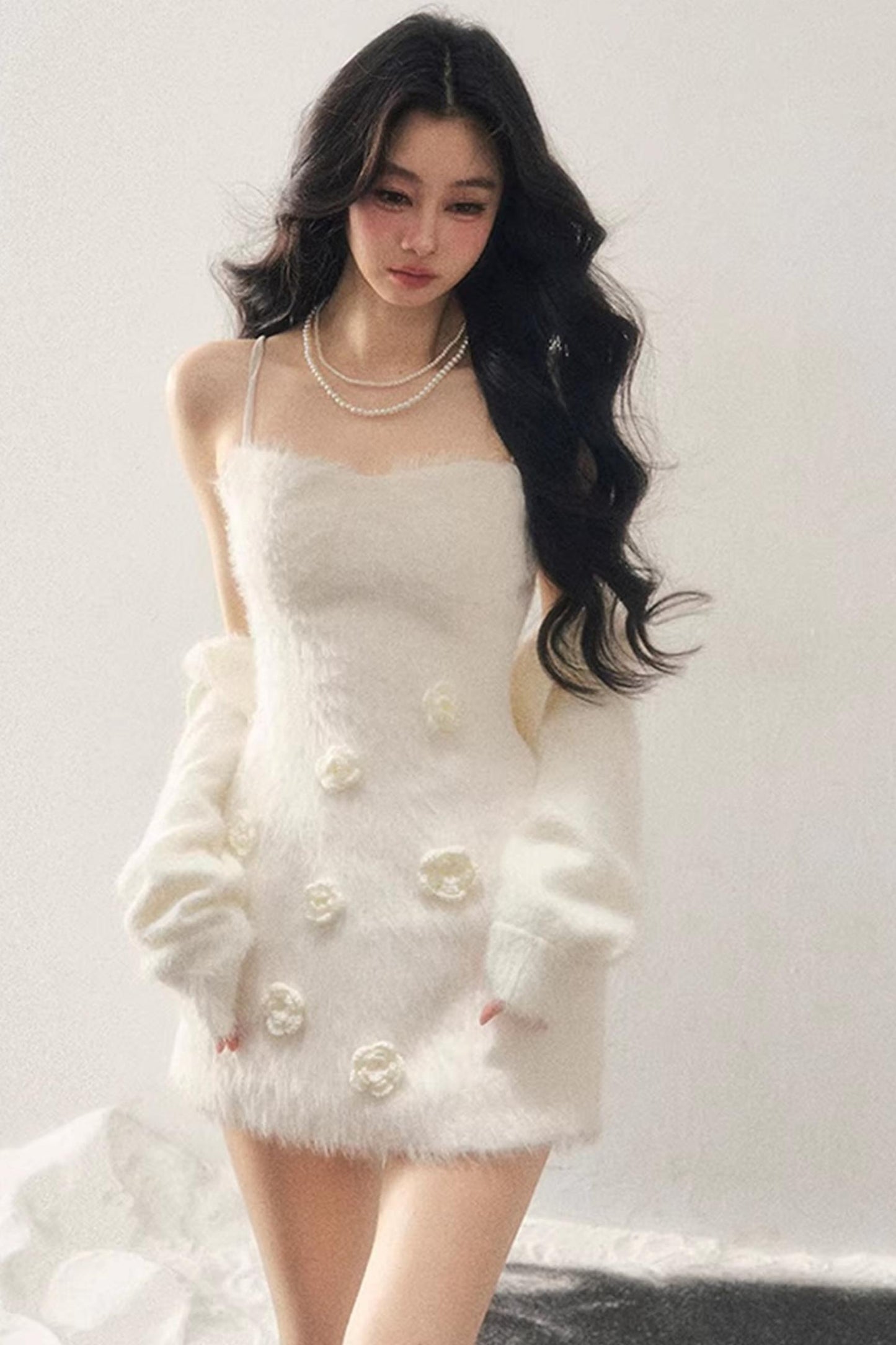 Three-Dimensional Floral Winter Dress