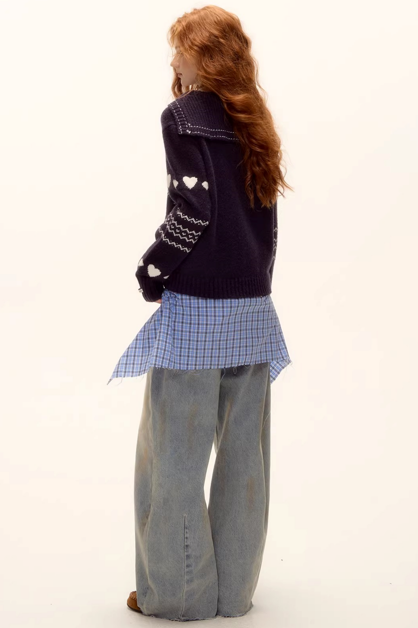 Completo camicia a quadri con orlo grezzo