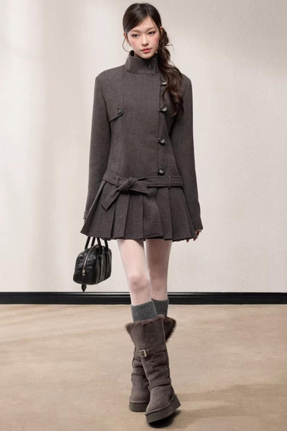 Stand-Up Collar Woolen Coat