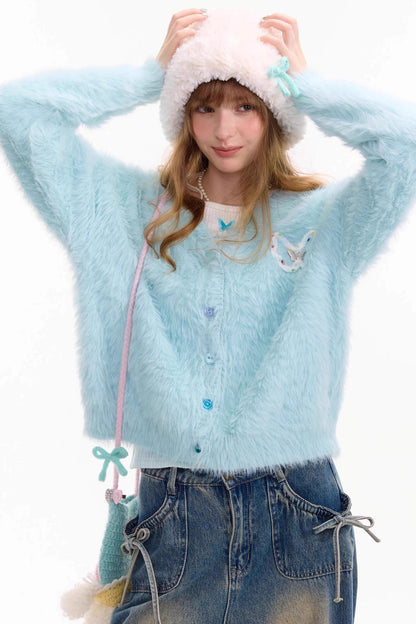 Lazy Butterfly Plush Cardigan