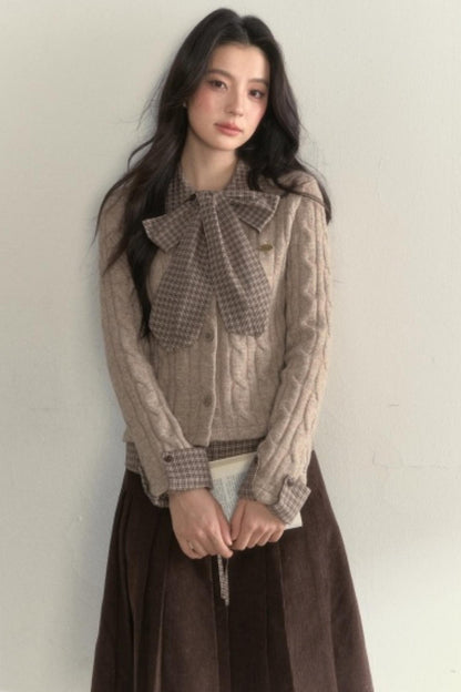 Retro Bow Tie Knit Sweater