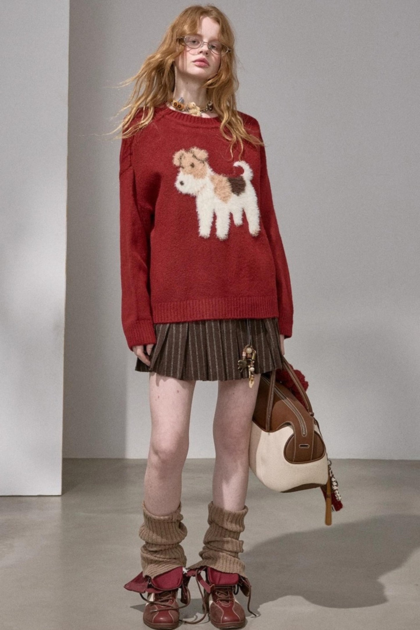 Puppy Jacquard Cloud Sweater