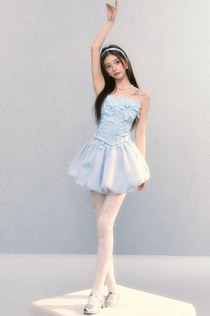 Embroidered Roses Two-Piece Skirt Set-Up