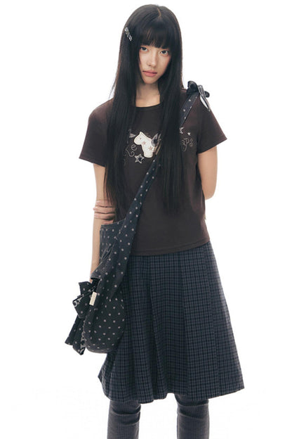 T-Shirt mit Pony-Applikation und Stickerei