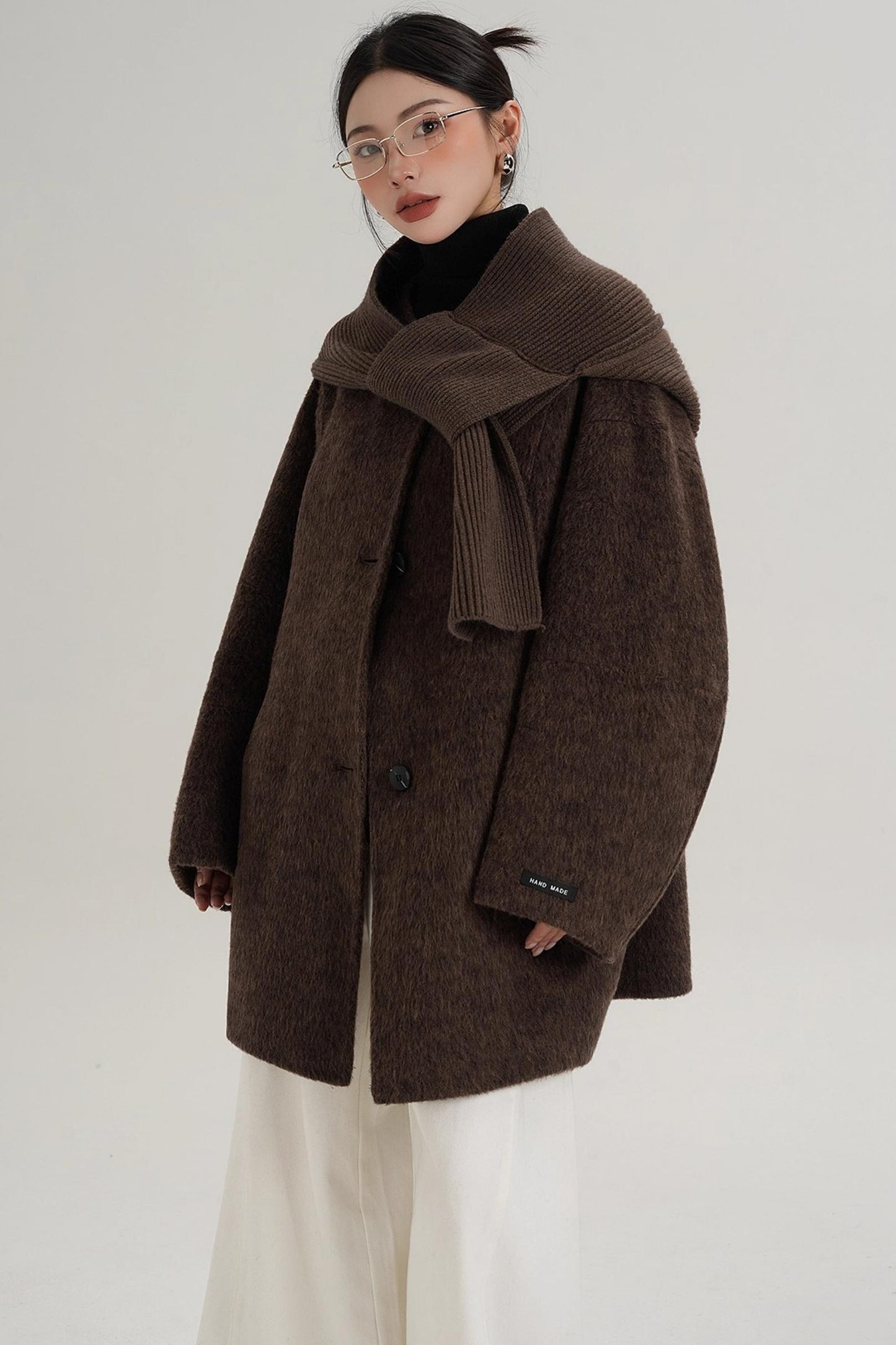 Elegant Chestnut Wool Coat