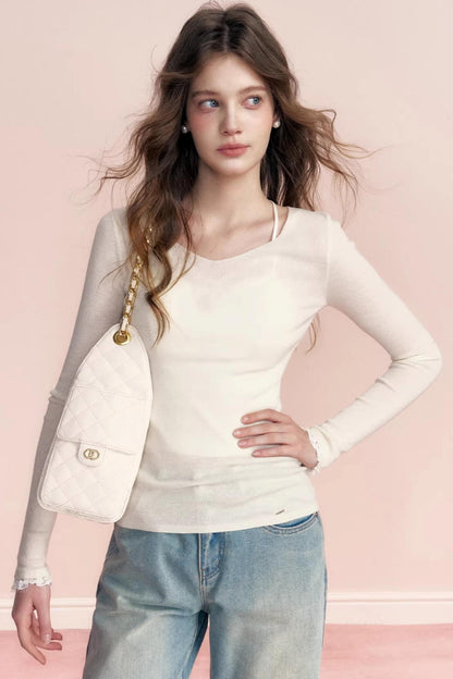 Linen Wool V-Neck Top