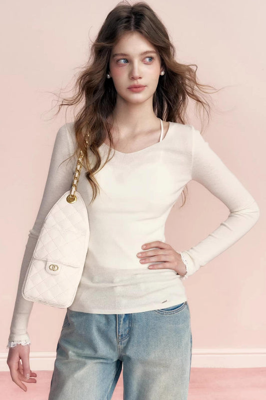 Linen Wool V-Neck Top