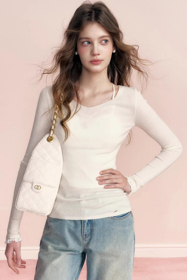 Linen Wool V-Neck Top