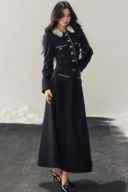 Whisper Lace Winter Suit Skirt Set-Up