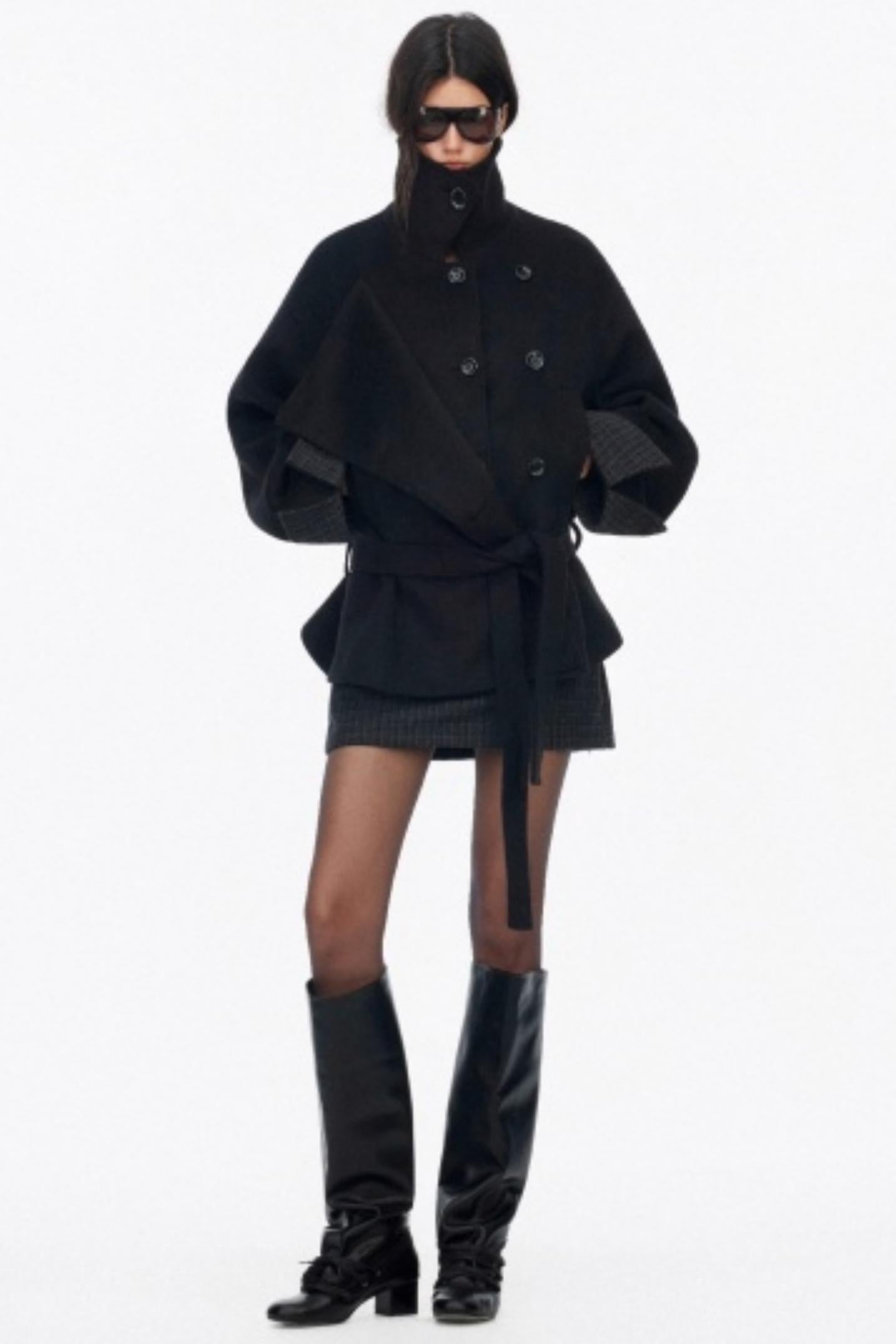 Asymmetrical Wool Coat Skirt Set-Up