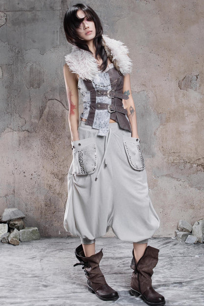 Solid Color Retro Punk Pants