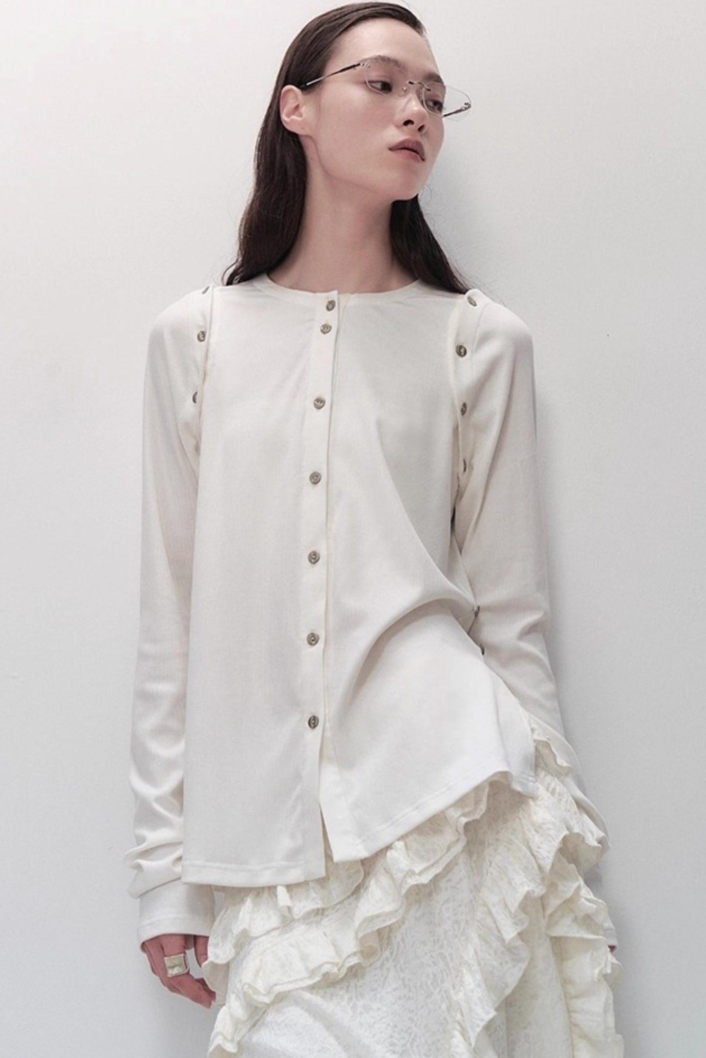 Detachable Round Neck Knitted Cardigan