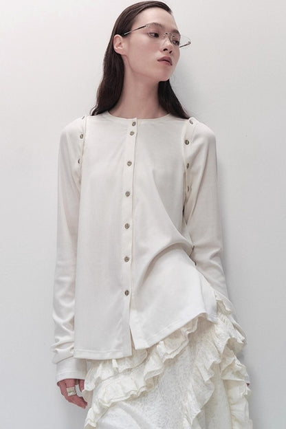 Detachable Round Neck Knitted Cardigan