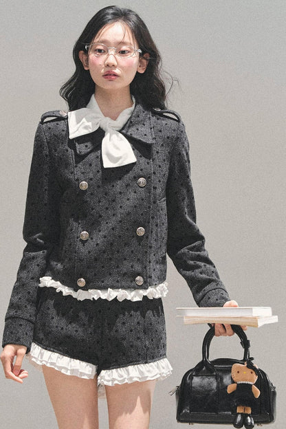 Ruffled Lace Bow Top