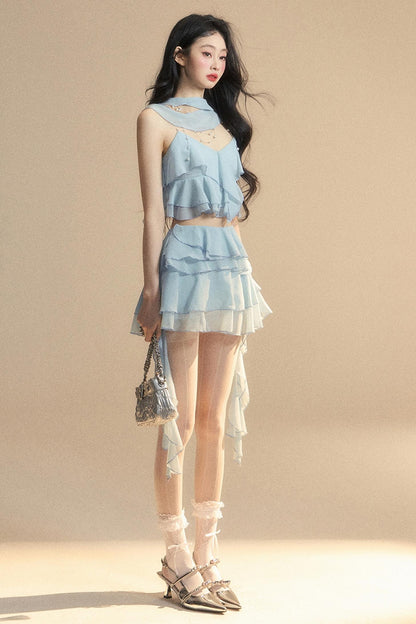 Luxury Halter With Skirt Set-Up