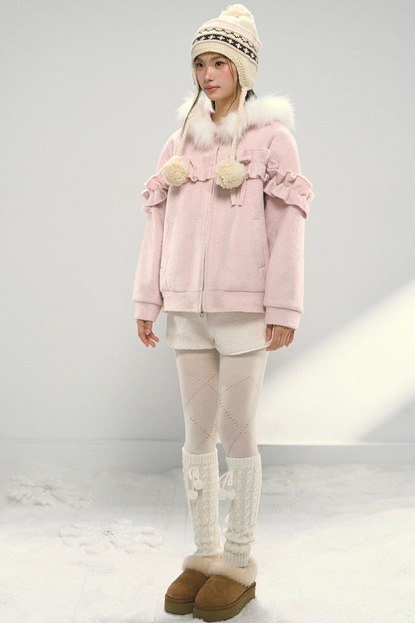 White Fur Elasticated Waist Shorts