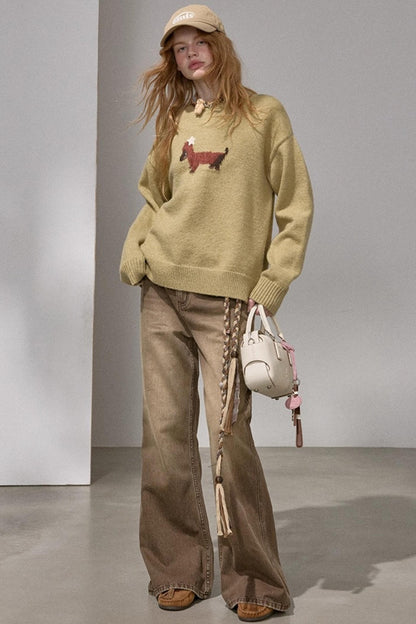 Embroidered Flared Denim Pants