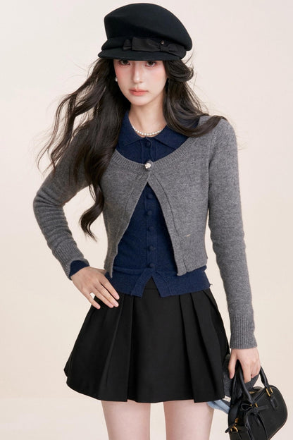 Cashmere Wool Crew Neck Knit Coat