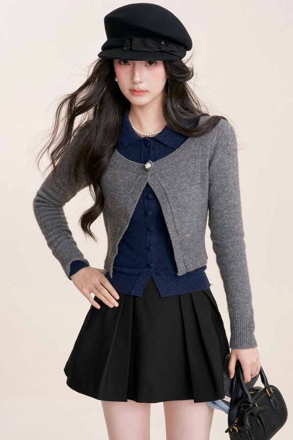 Cashmere Wool Crew Neck Knit Coat